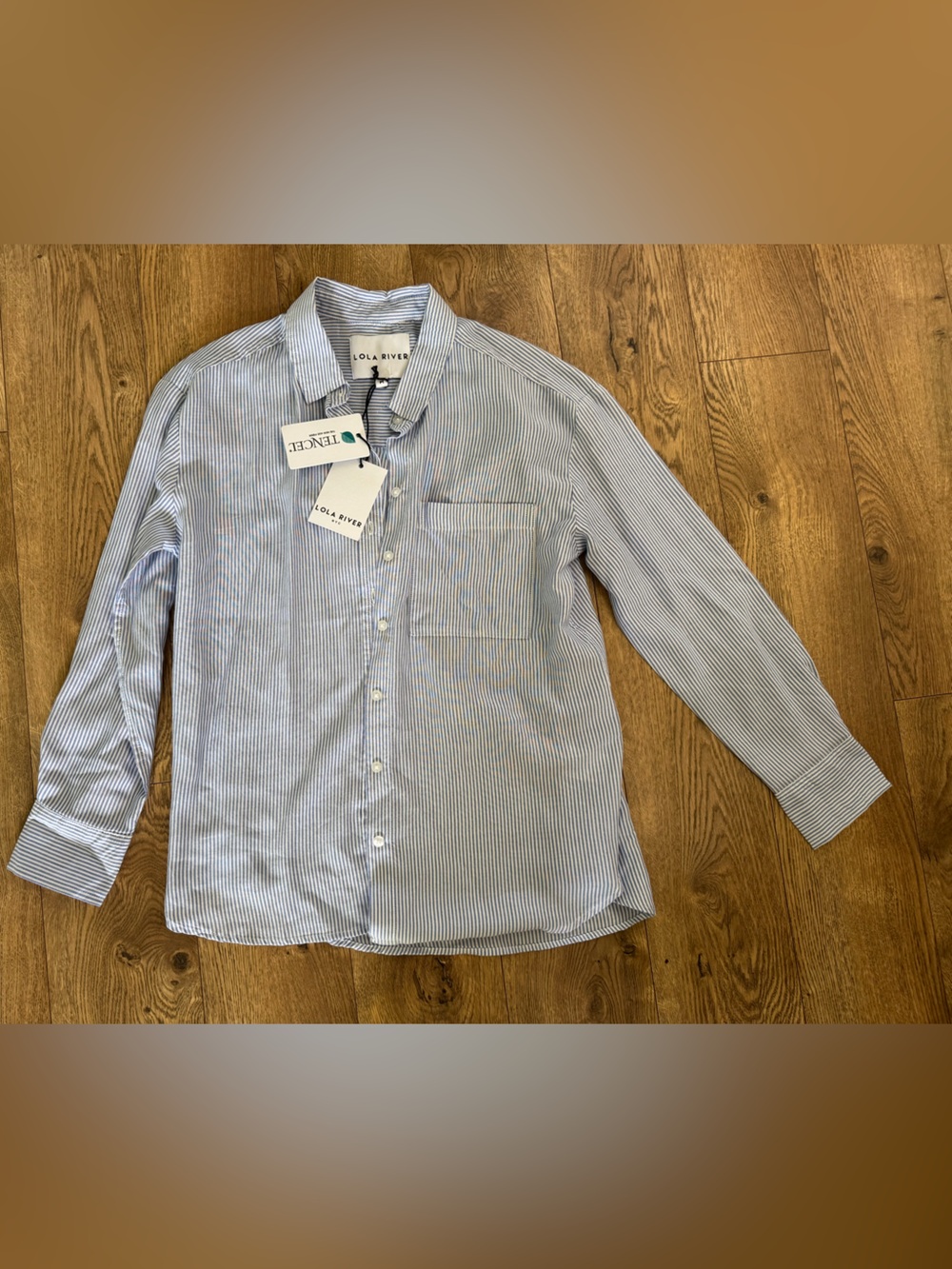 Lola + River Blue Stripe Button-Up Blouse